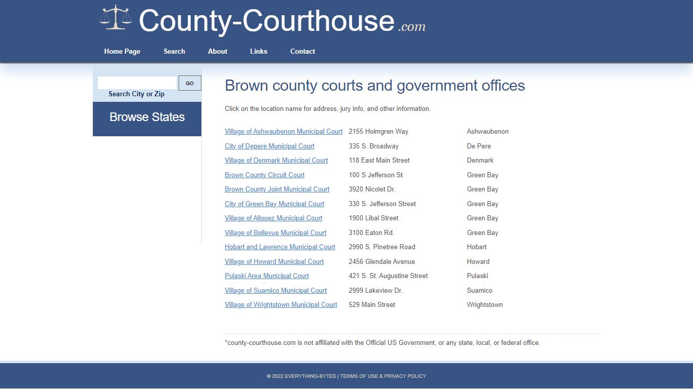 Courts in Brown County, WI - Courthouse Location and Information